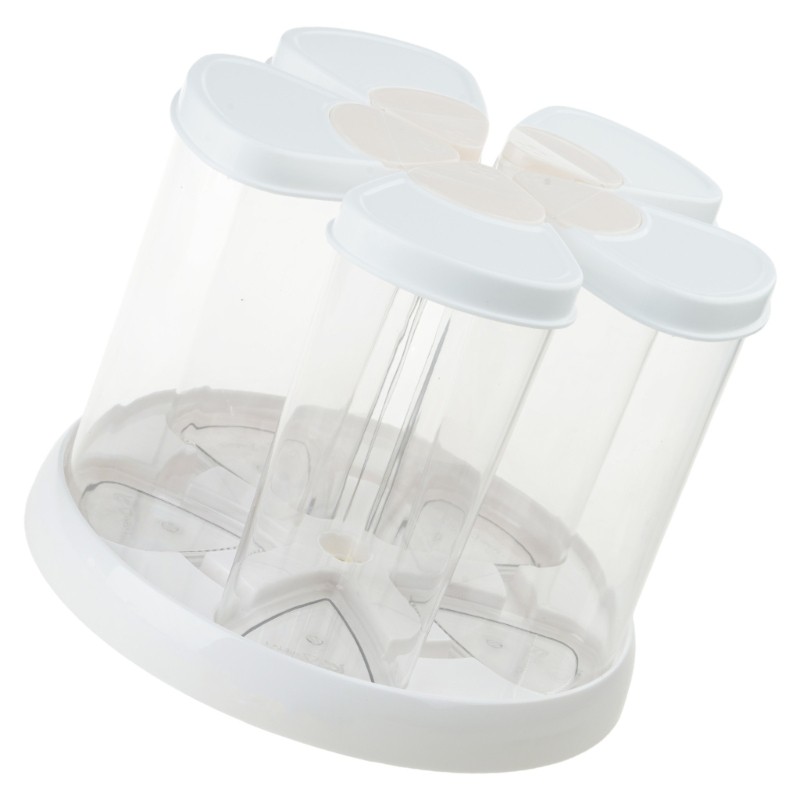 Clear Multiple Compartment Storage Bin With 360 Degree Rotation Mechanism