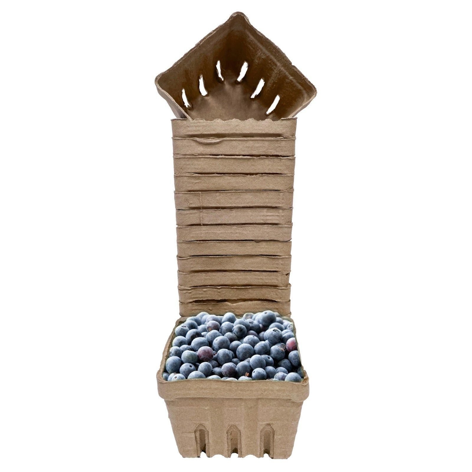 15 Pack Natural Berry Basket 1 Pint, Pulp Fiber Vented Produce Containers…