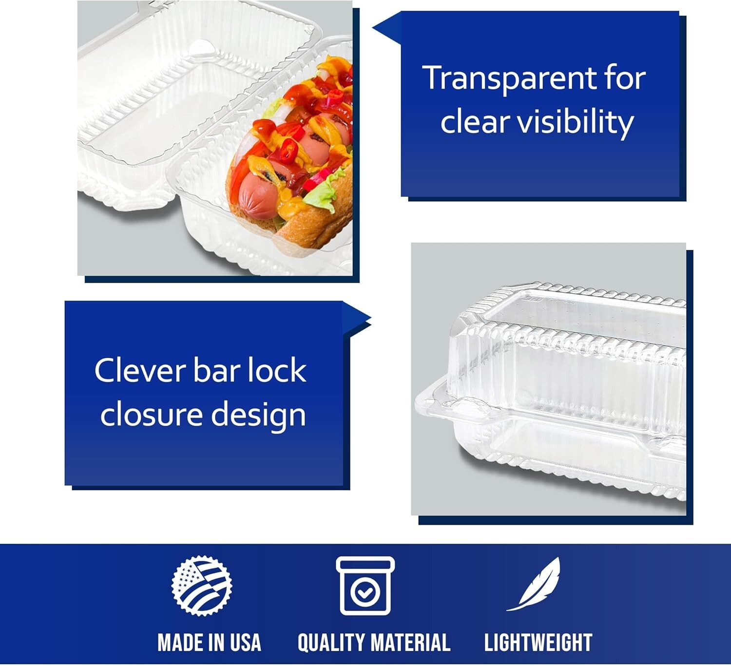 MT Products Disposable Clear Plastic Loaf Container – Pack of 500