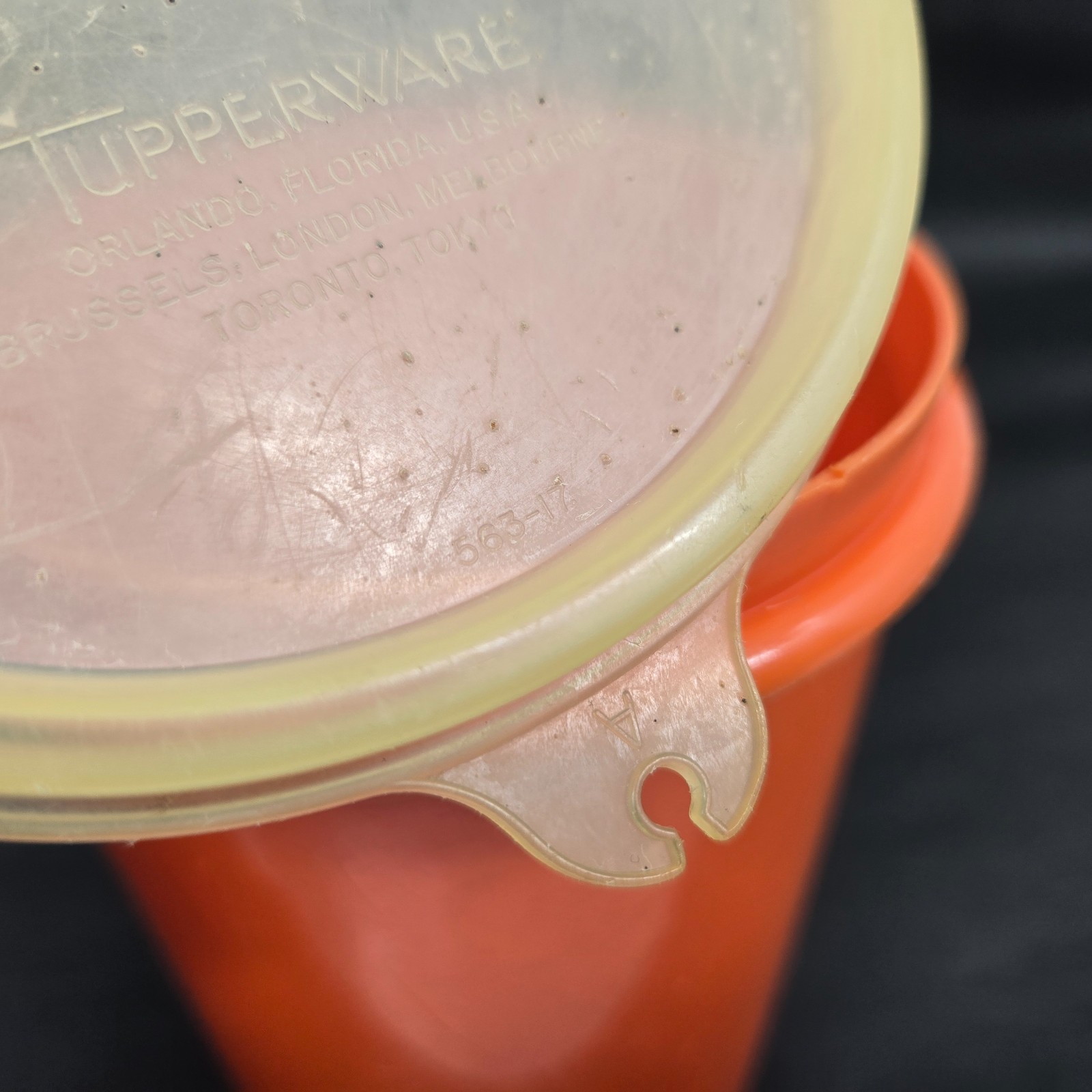 Tupperware Canister Pitcher Orange 321-6 Pour Spout Lid Sheer 563-17