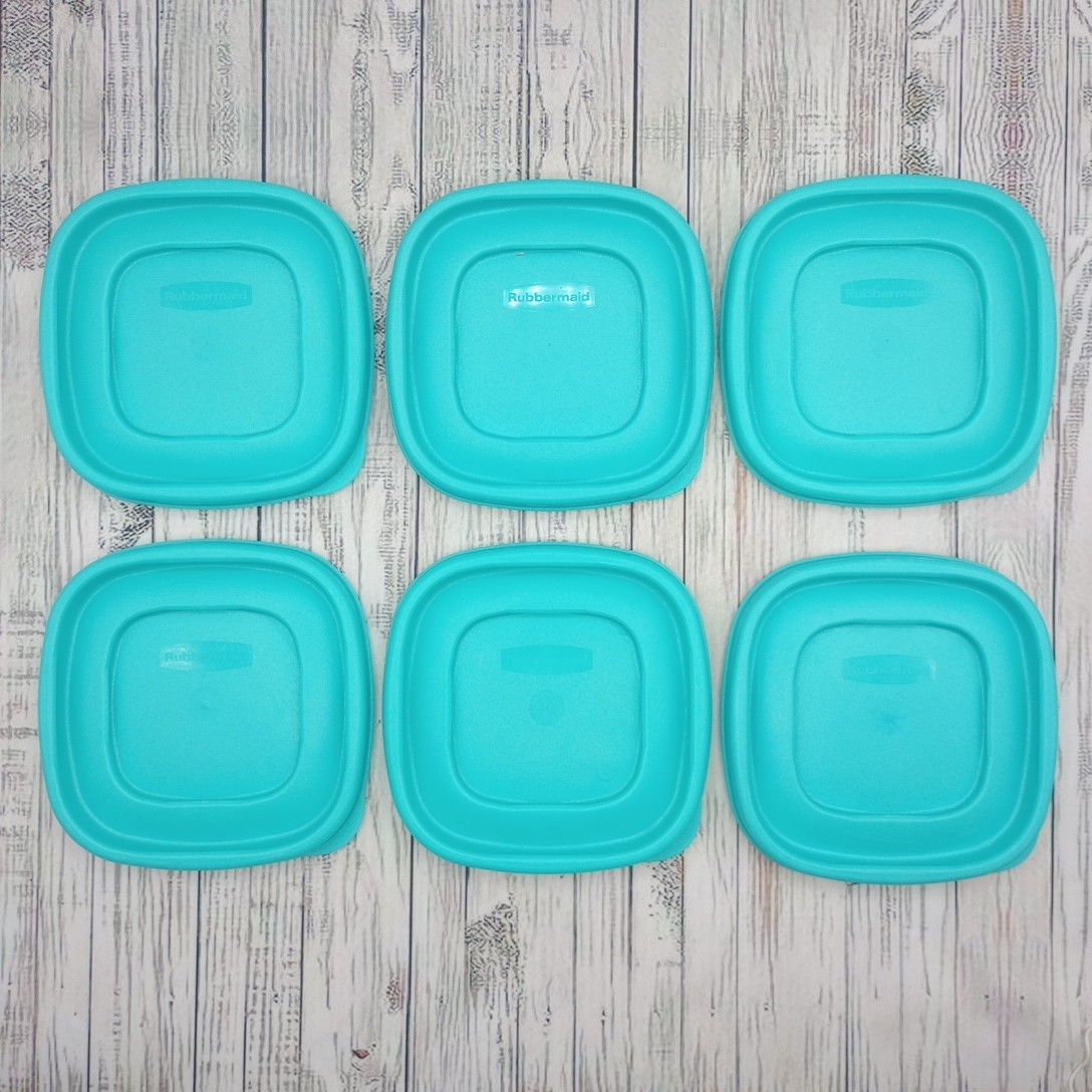 Rubbermaid Easy Find Lid 7J58 Light Blue Square 6 Replacement Container Lids 4.5