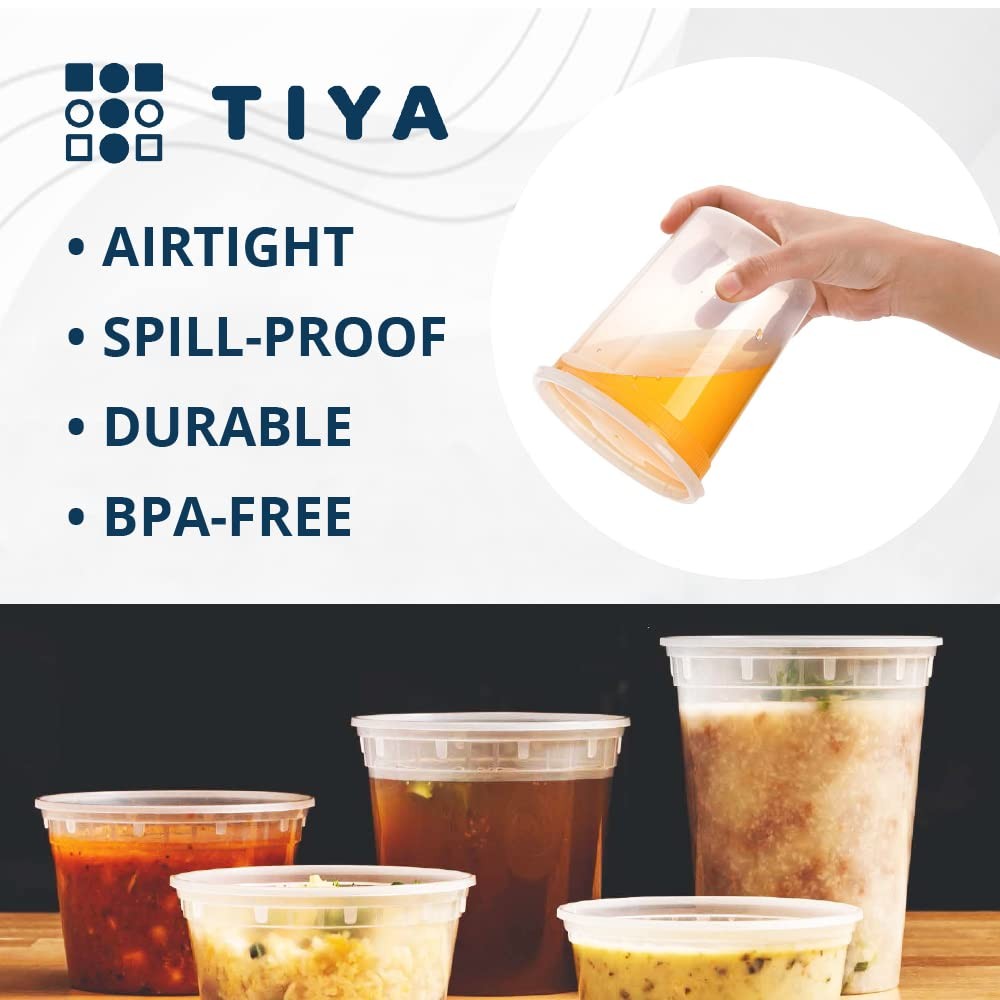 TIYA Food Containers – 32oz Bulk 240 Pack with Lids – Plastic Food Storage to…