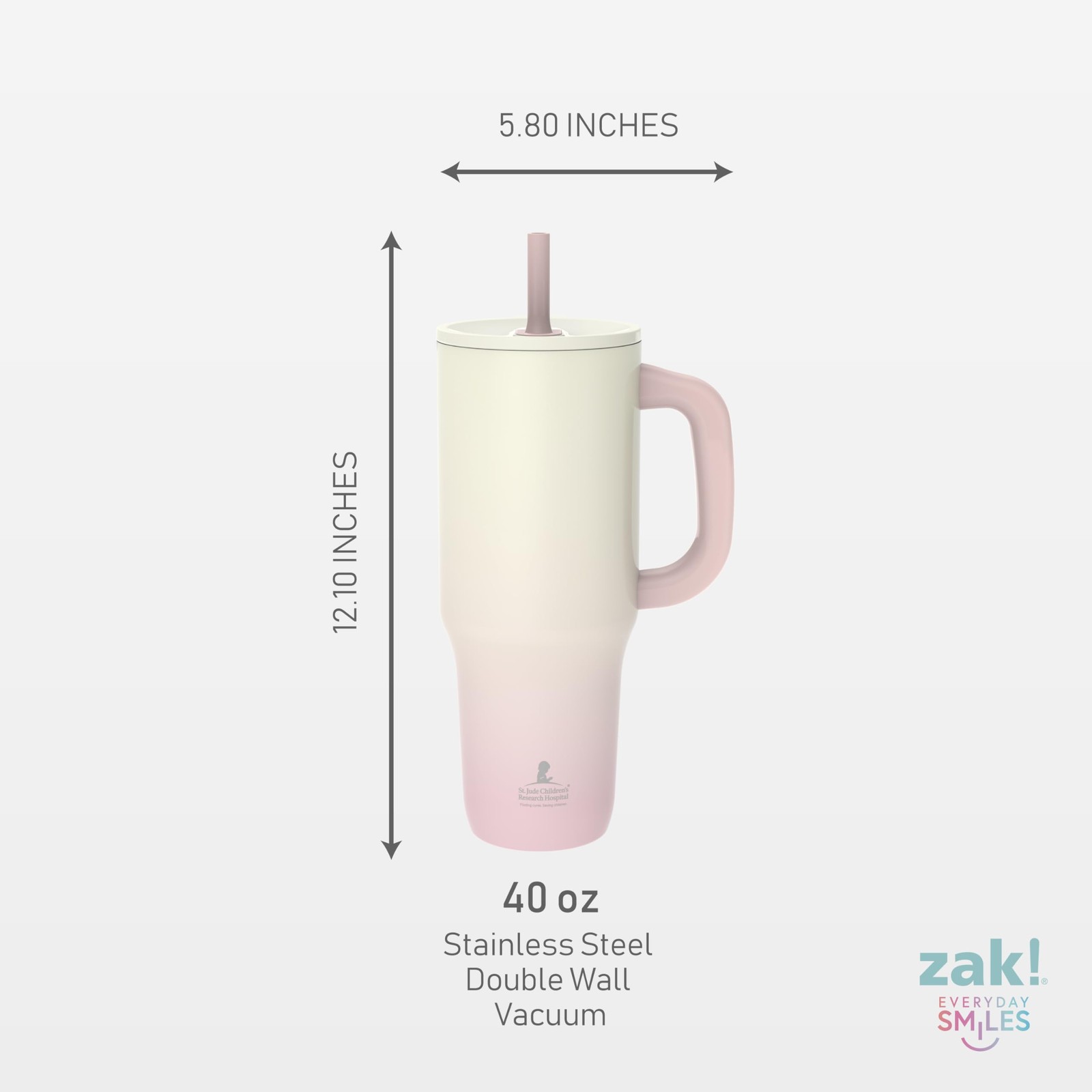 Zak Designs Sutton Travel Tumbler Benefiting St. Jude For On The Go 40Oz