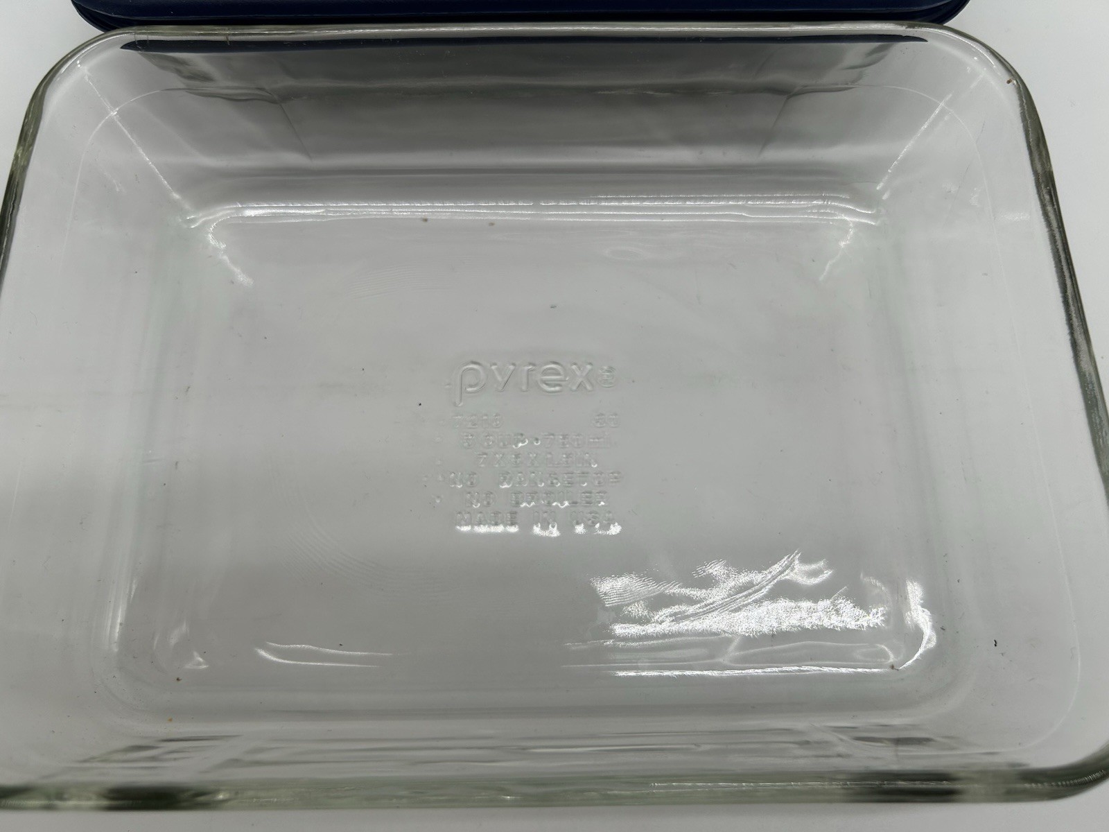 Pyrex 7210 PC 3 Cup Glass Storage Container Blue Lid Food Storage Dish set of 2