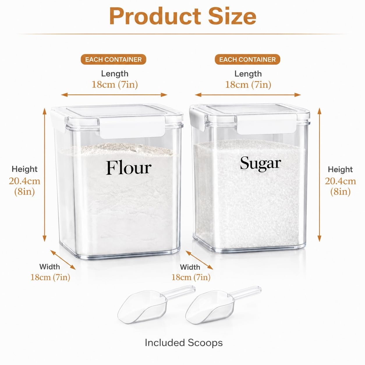 Set of 2 Large Food Storage Jars 4L – Airtight Containers with Lids, White wi…
