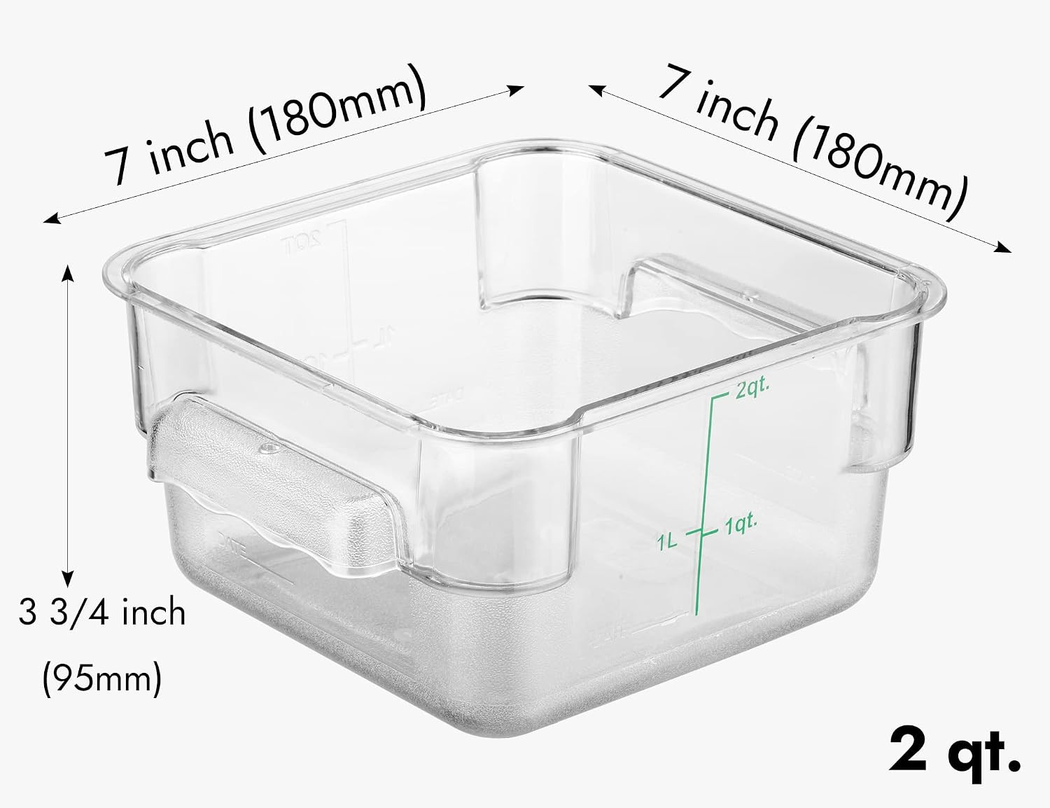 4 Pack Food Storage Container with Green Lid – NSF Listed Commercial Grade in 2.