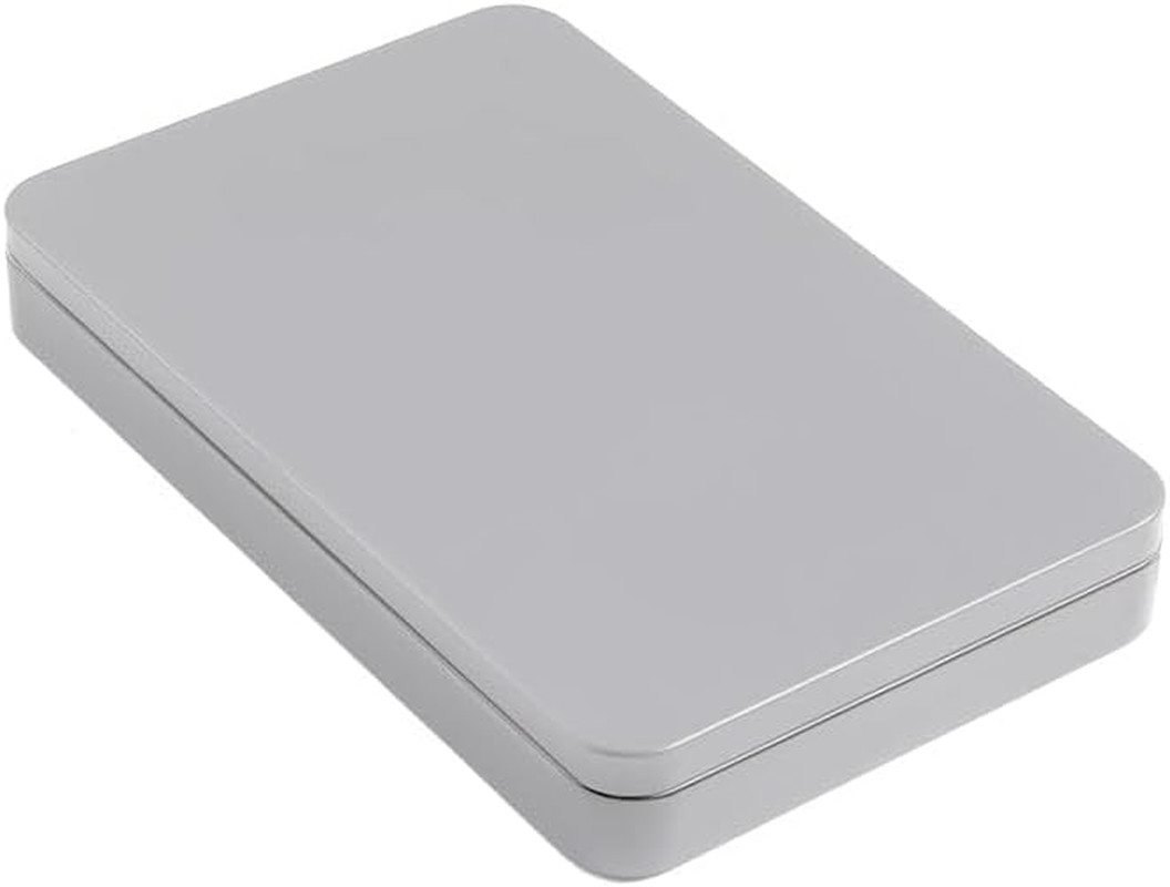 Silver 17 * 9 * 1.5 Cm Rectangular Metal Container with Lid, Suitable for Tweeze