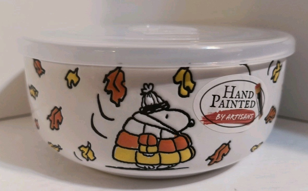 Peanuts Snoopy Puffer Jacket Fall 16 oz. Pressure Lid Food Storage Container NEW