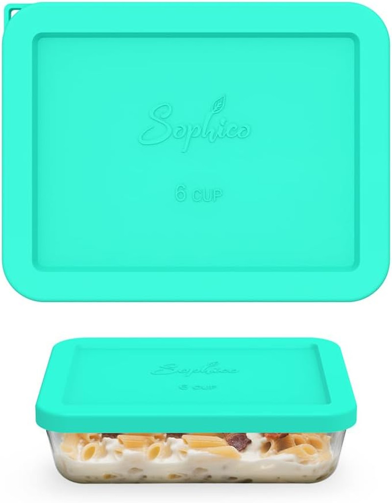 6 Cup Rectangle Silicone Storage Cover Lids Replacement for Pyrex