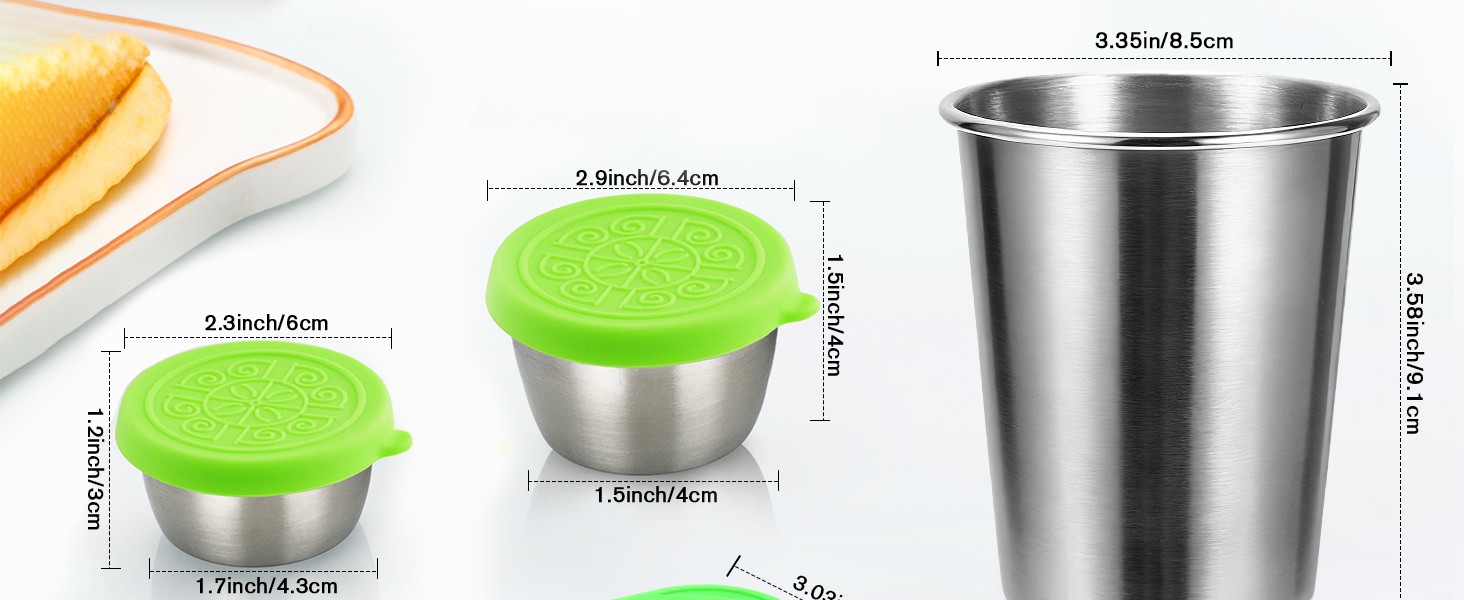 6-Pack Salad Dressing Containers, 1.6 oz Stainless Steel Condiment Containers