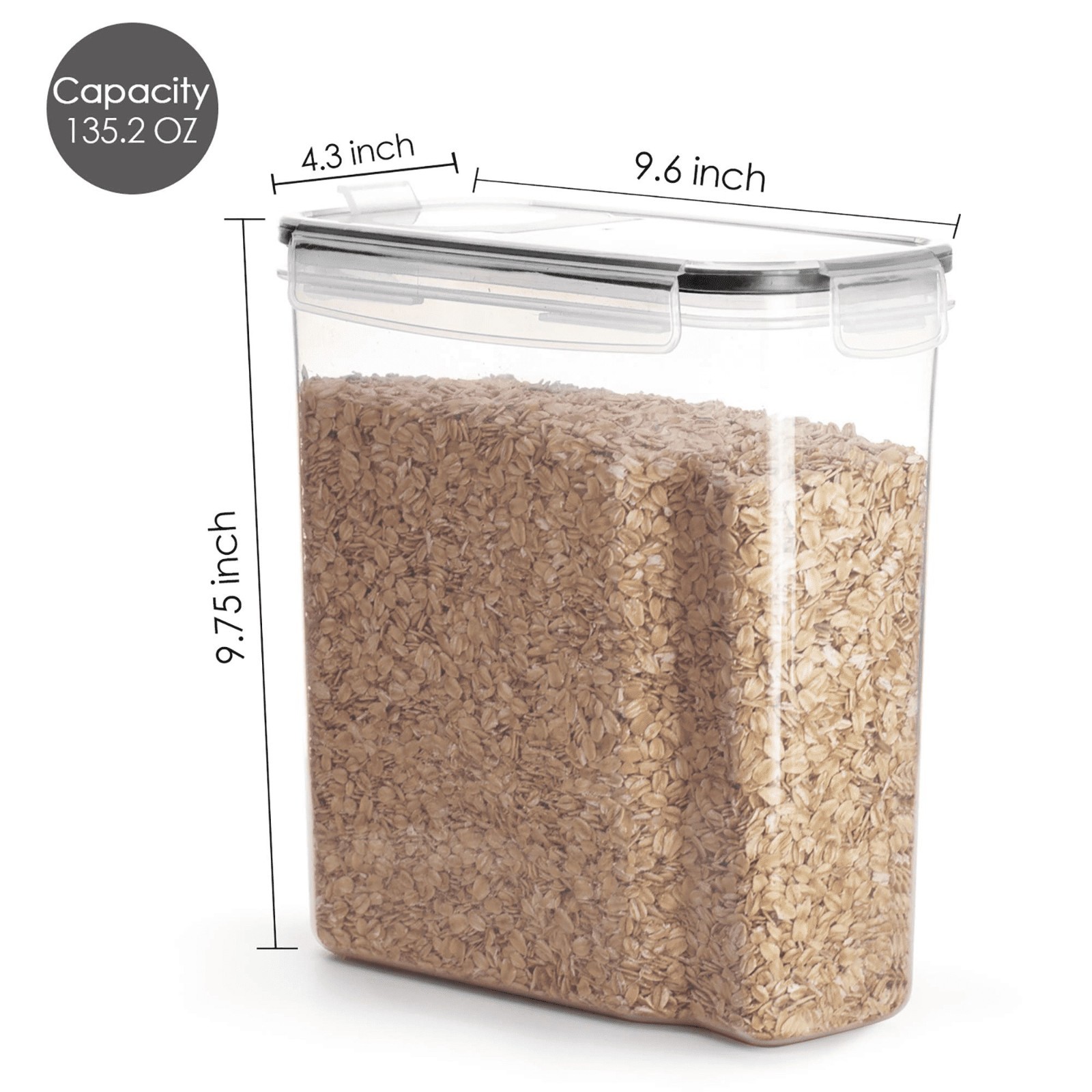 4Pc Sindcom Cereal Storage Containers Airtight 135.2oz Black FREESHIP
