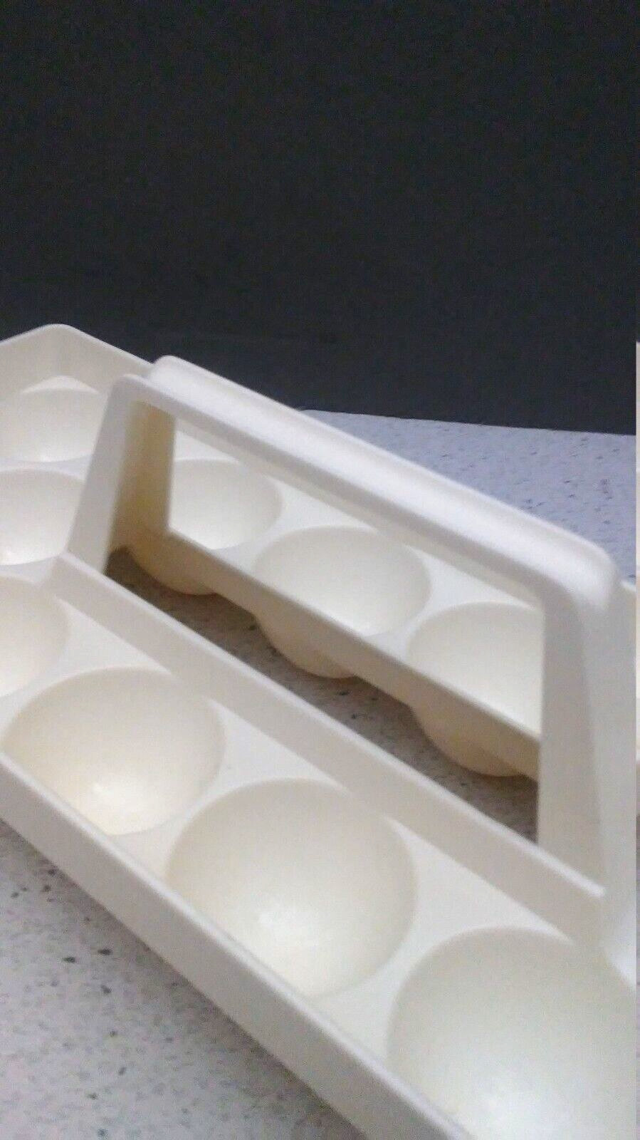Egg 14 Holder Carrier Tray Plastic Refrigerator Handle Craft Beads Paint Vintage