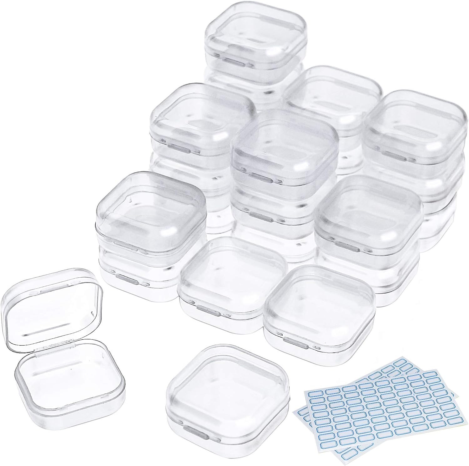 Small Containers with Lids 24 Packs Plastic Box Clear Small Storage