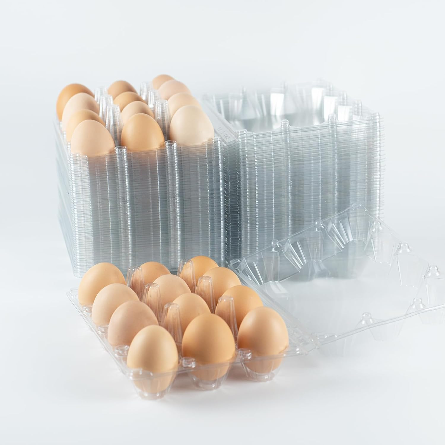 48 Pack Egg Cartons Cheap Bulk 12 Count, Plastic Egg Carton 3×4 Grids, Clear Bla