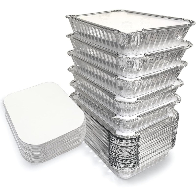 Aluminum Foil Containers W/ Lids Disposable Takeout Food Storage 110 Pack New