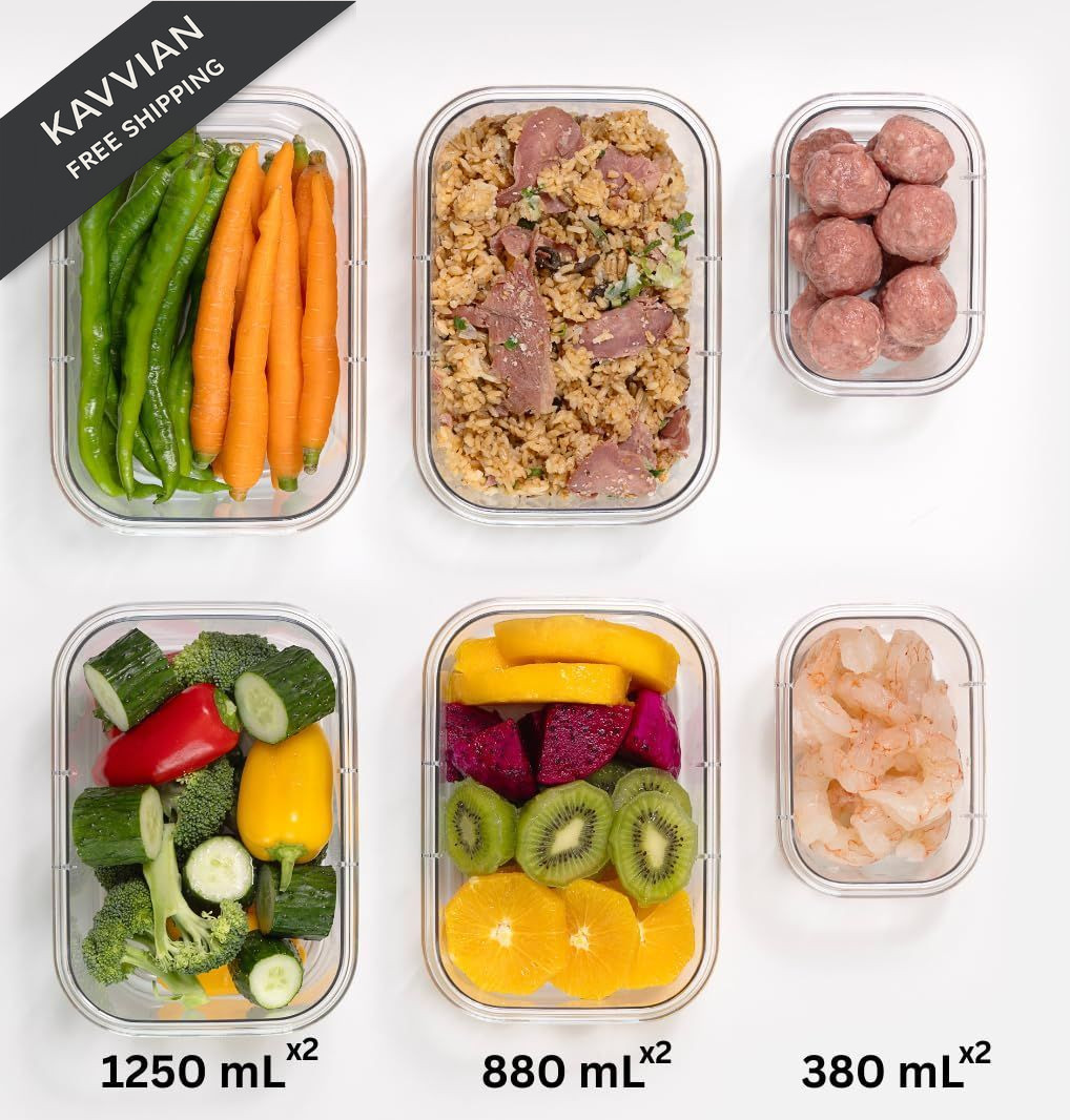 24/7 BAGS 6 Set Quad Lock Airtight Pantry Storage Containers, Leak Clear