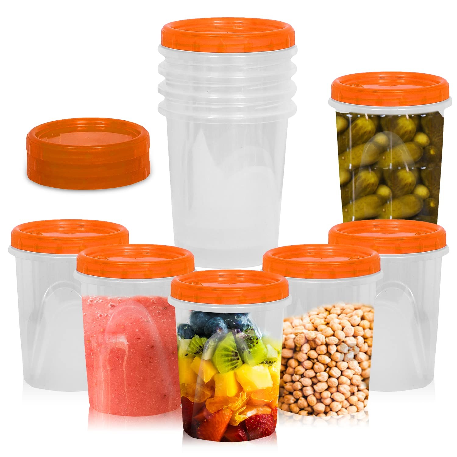 [Orange – 12 Pk]Airtight Deli Containers with Lids Twist Lock Top Clear Food …