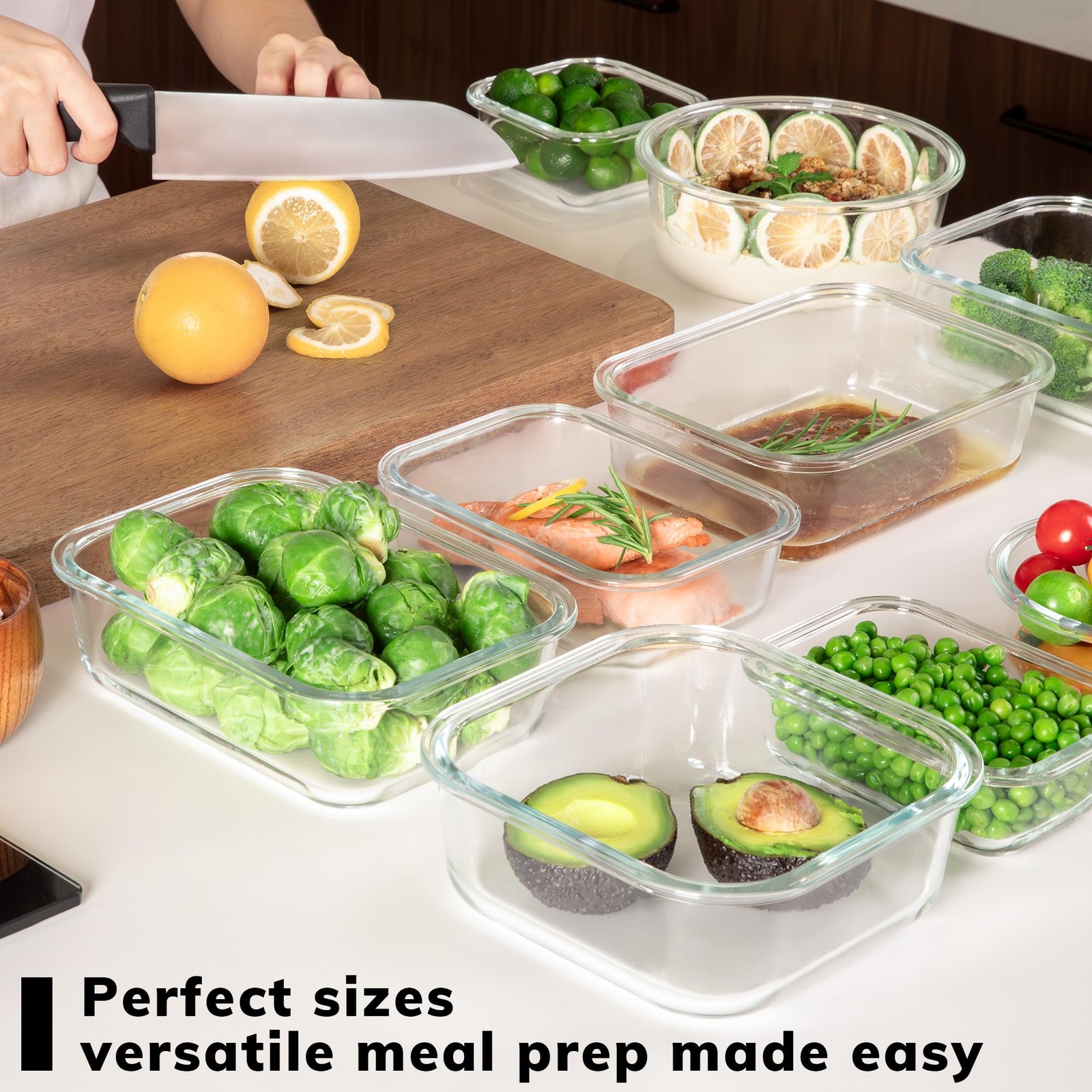 BOROHOUSE 5-Pack Borosilicate Glass Containers 4.4 Cup*5, Tempered Lids Gray