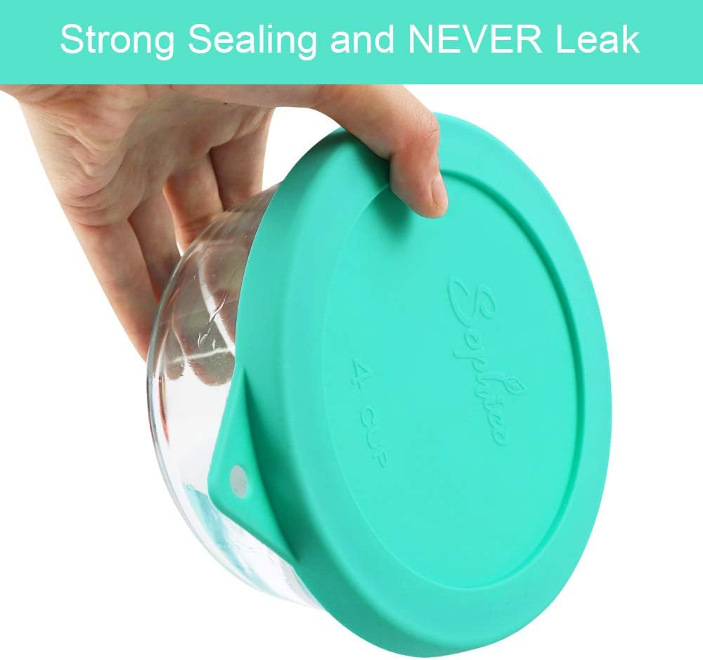 4 Cup round Silicone Storage Cover Lids Replacement for Anchor Hocking and Pyrex