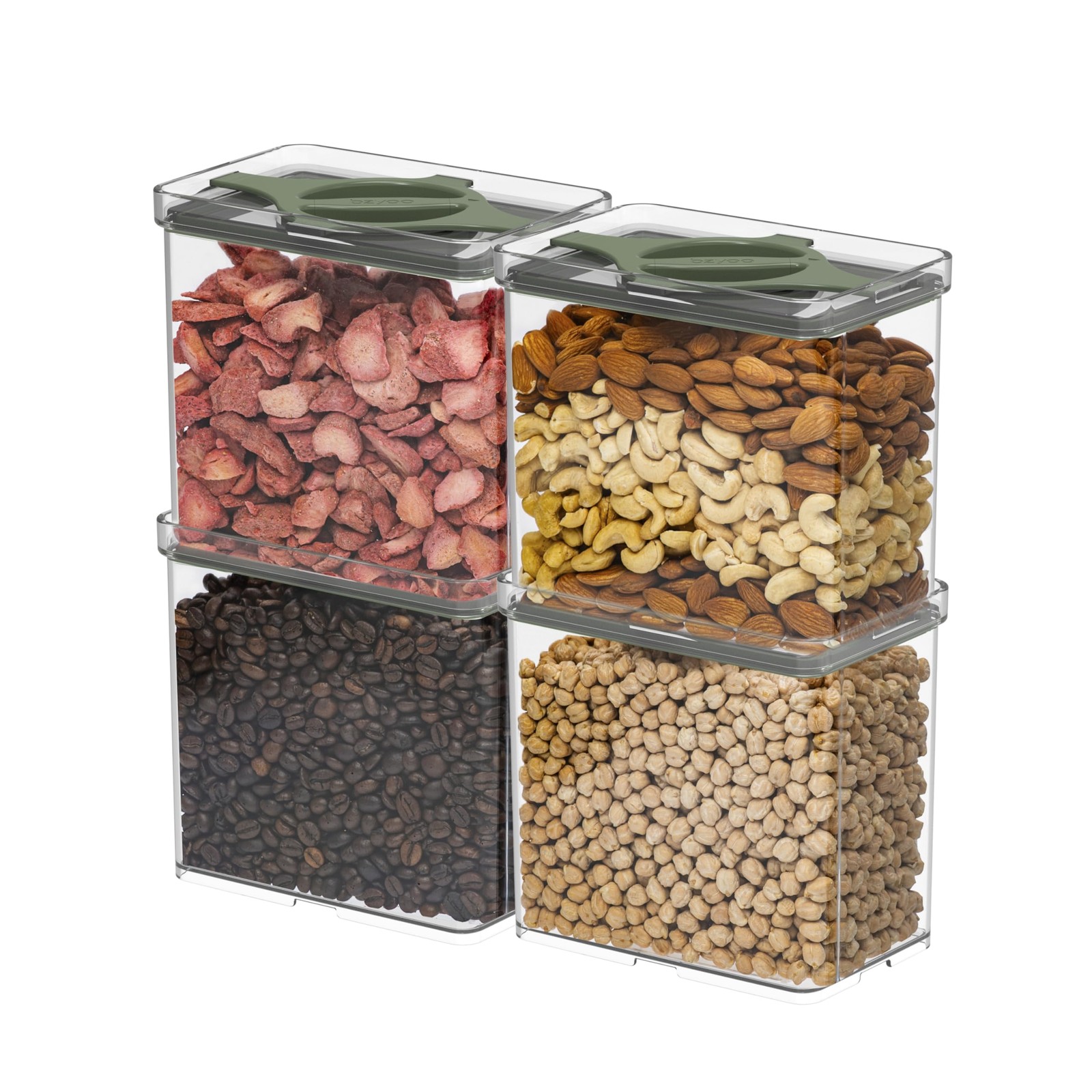 4-Pack Airtight Pantry Containers, 1.9 QT / 1.8 L Clear Food Storage Jars wit…