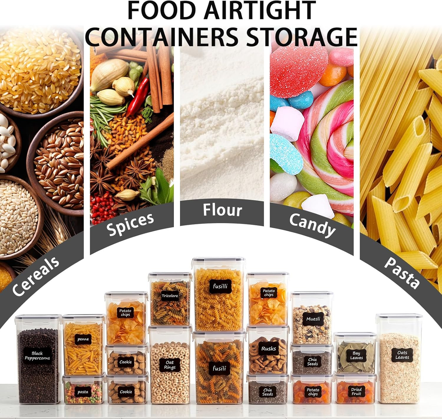 24 PCS Airtight Food Storage Containers Set with Labels – BPA Free Clear Plastic