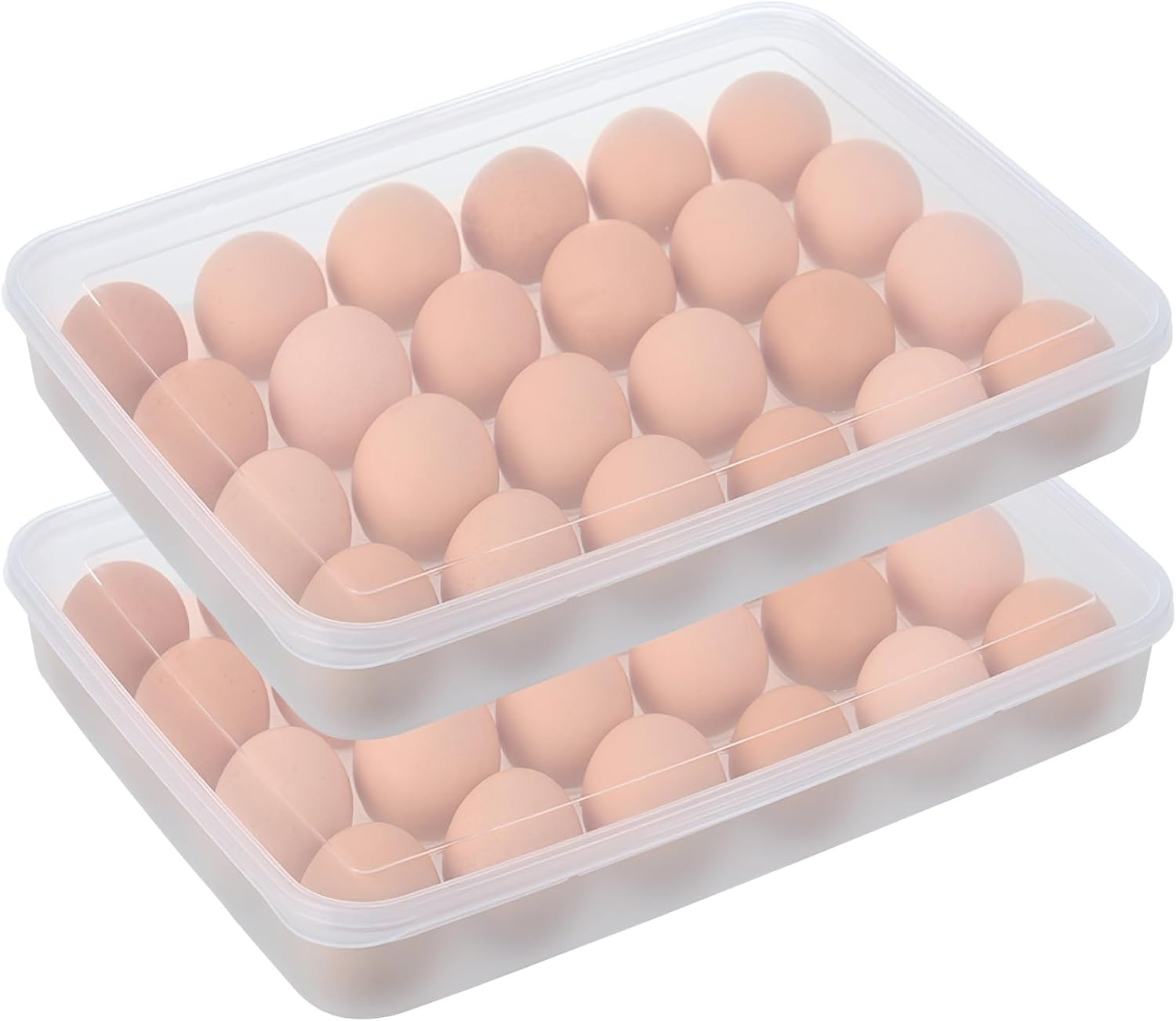 Contenedores Huevos 2 Piezas Apilables Plastico Transparente Para 48 Huevos