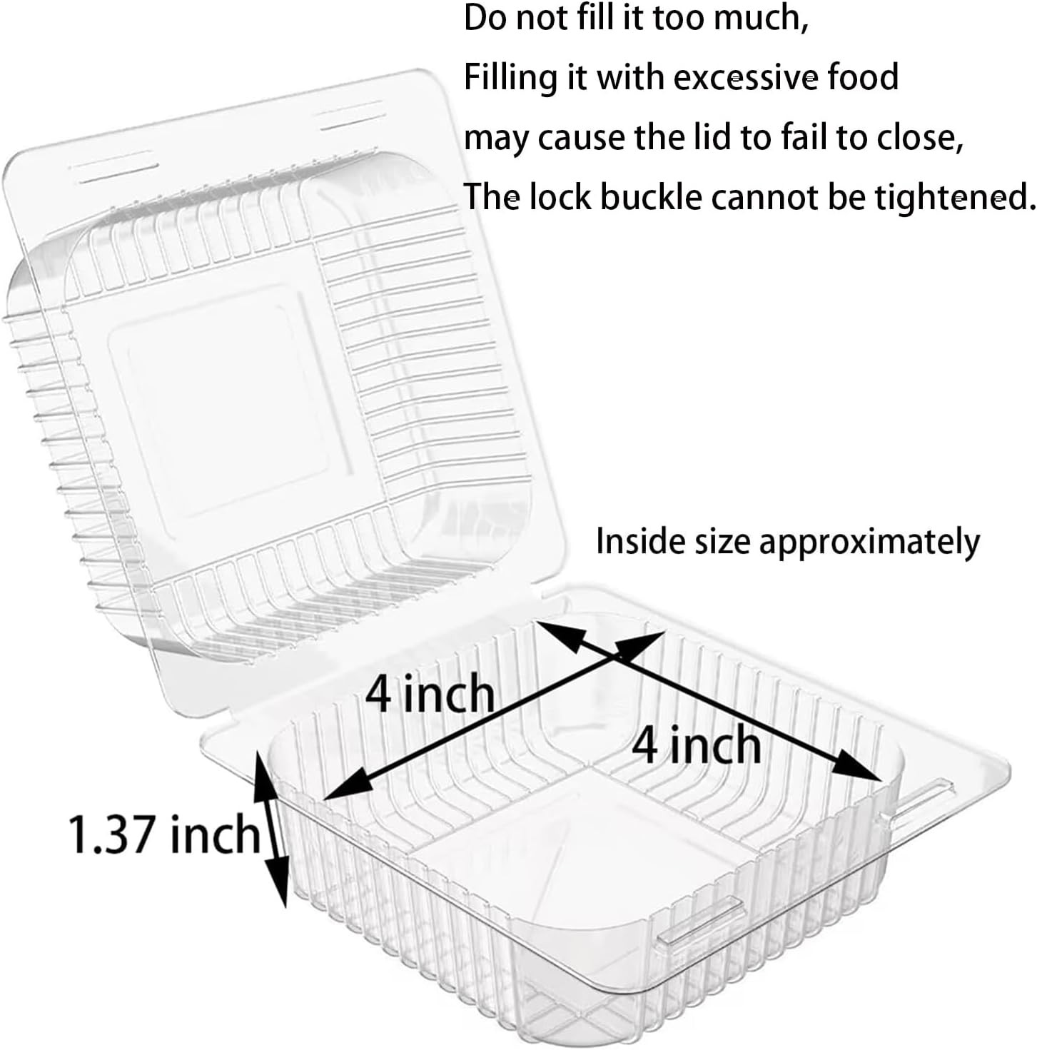 Axe Sickle 50 Count Clear Plastic Hinged Take Out Containers Clamshell Takeout T