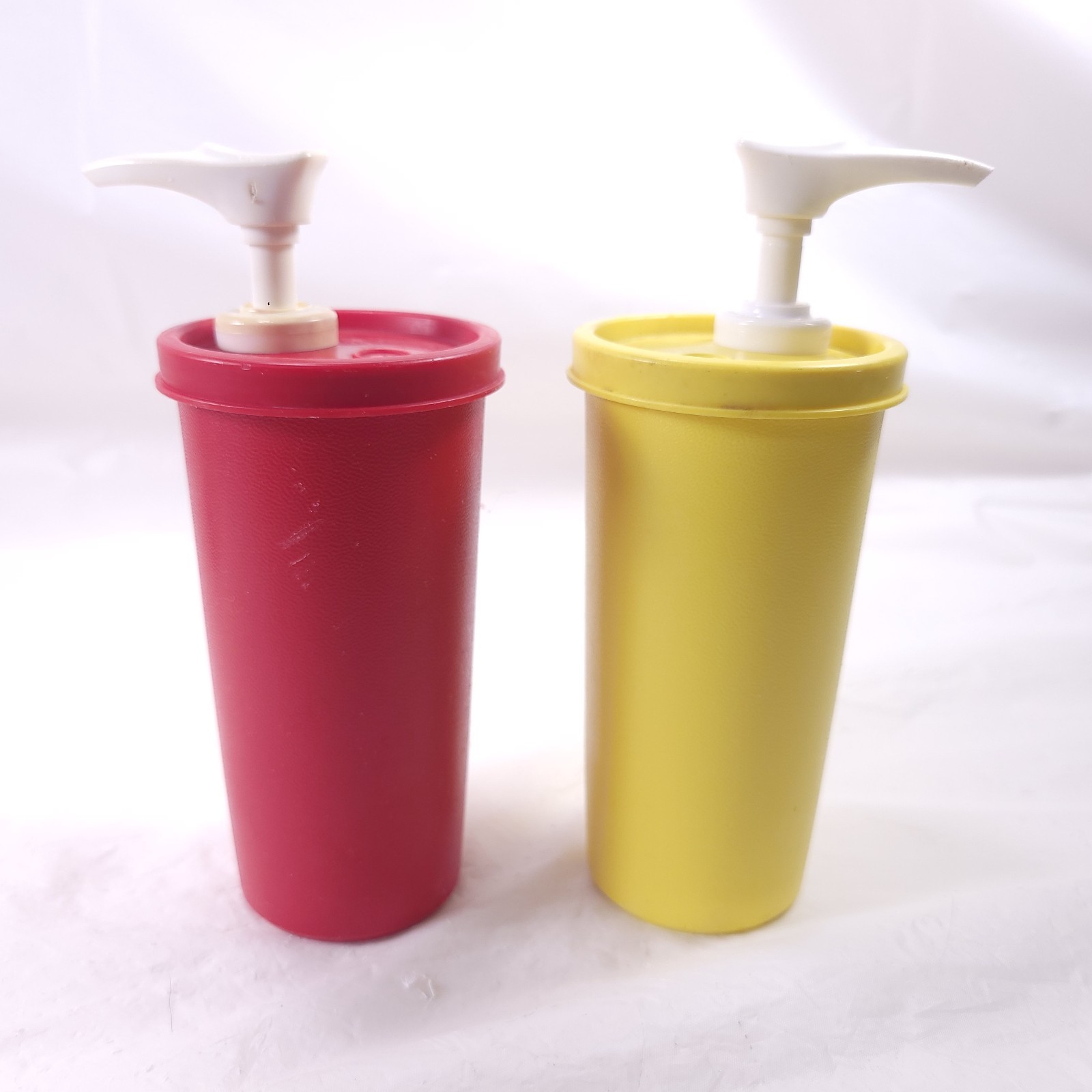 Vintage Tupperware Ketchup and Mustard Pump Dispensers READ