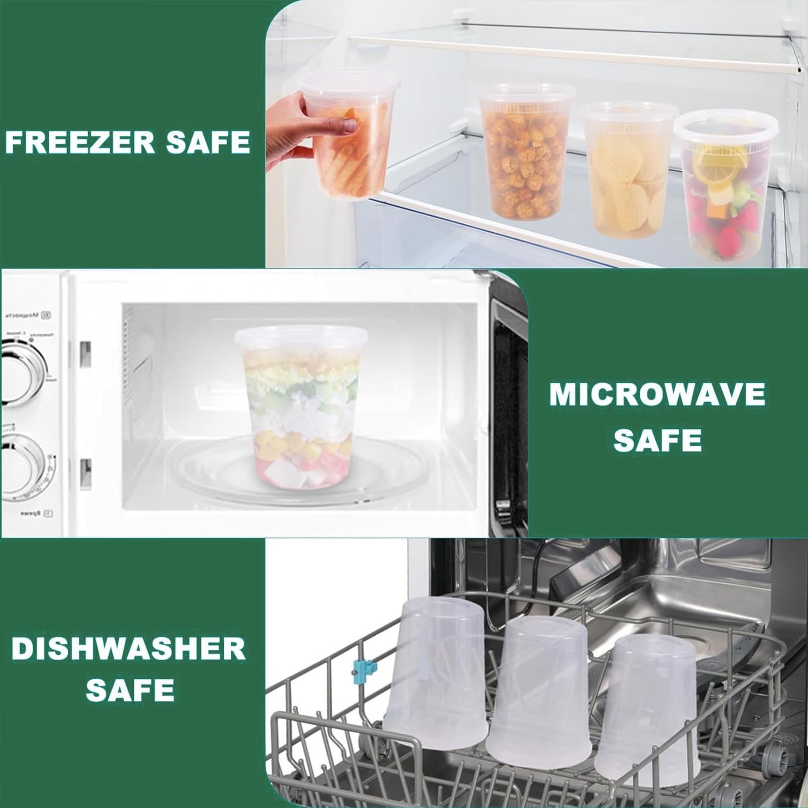 50 Pack Deli Containers with Lids 32oz Plastic Food Storage Heavy-Duty Clear