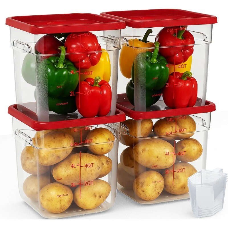 4 Pack 8 Quart Square Food Storage Containers with Lids
