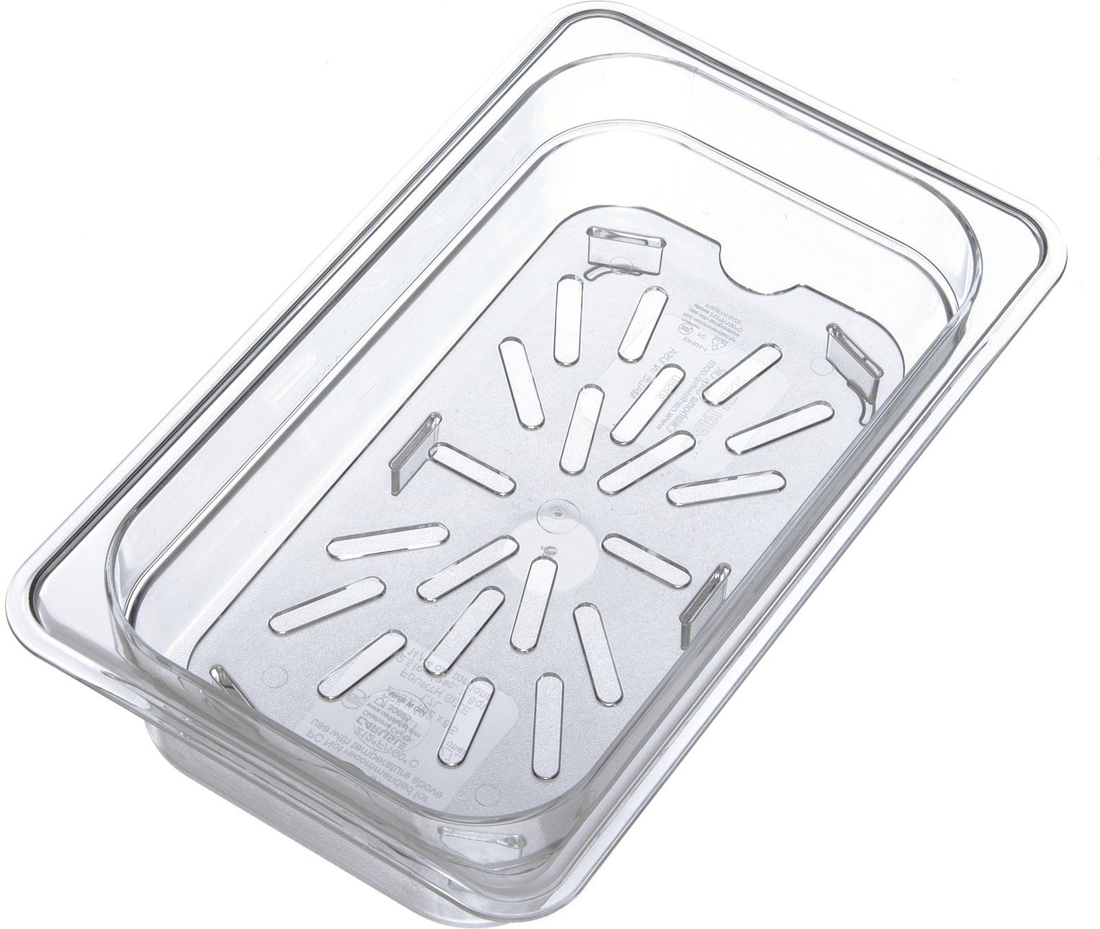 Plastic Drain Shelf for 1/4 Size Food Pan Clear