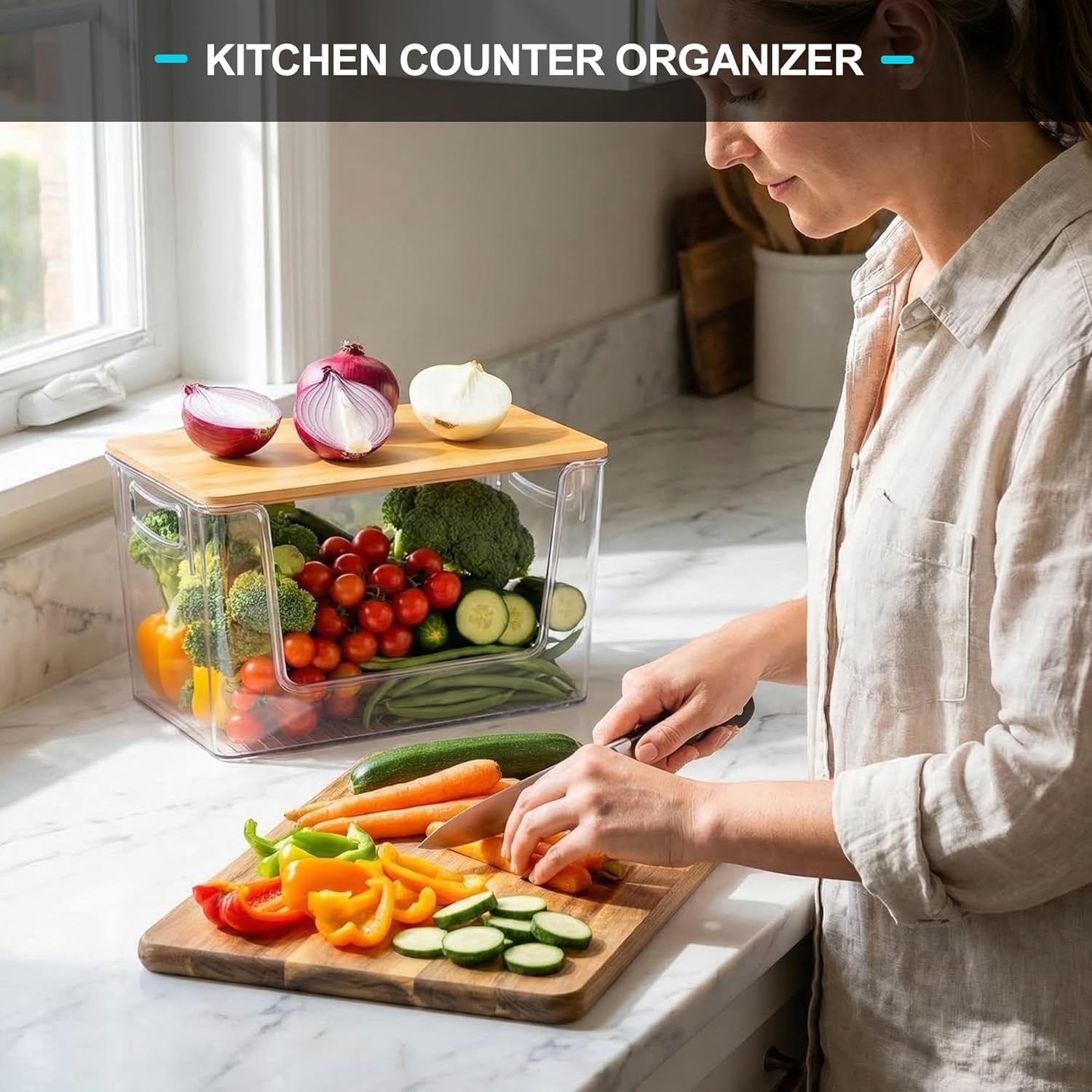 Stackable Clear Acrylic Pantry Bins – 2 Pack with Opening Front for Easy Access