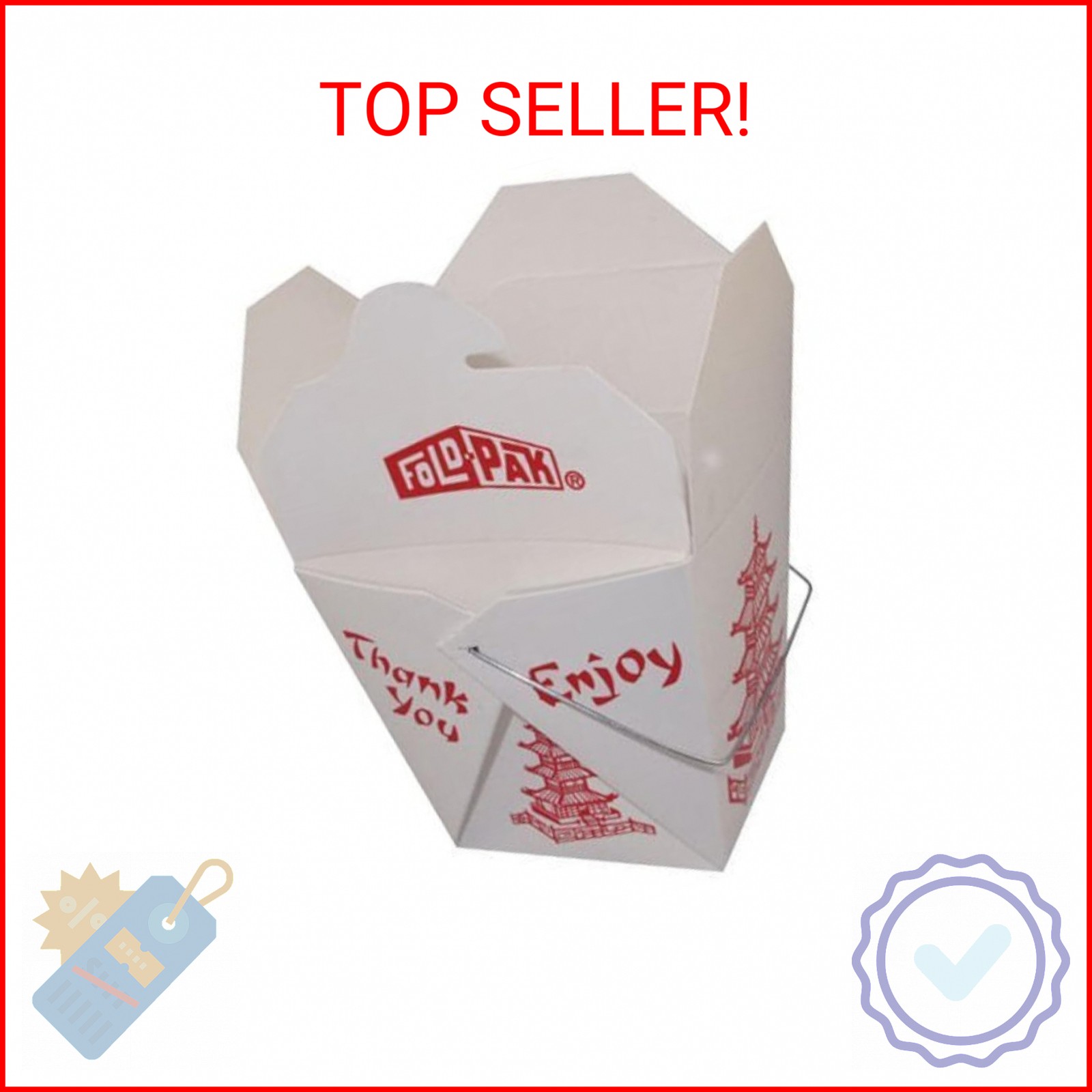 Pack of 15 Chinese Take Out Boxes PAGODA 8 oz / Half Pint Party Favor and Food P