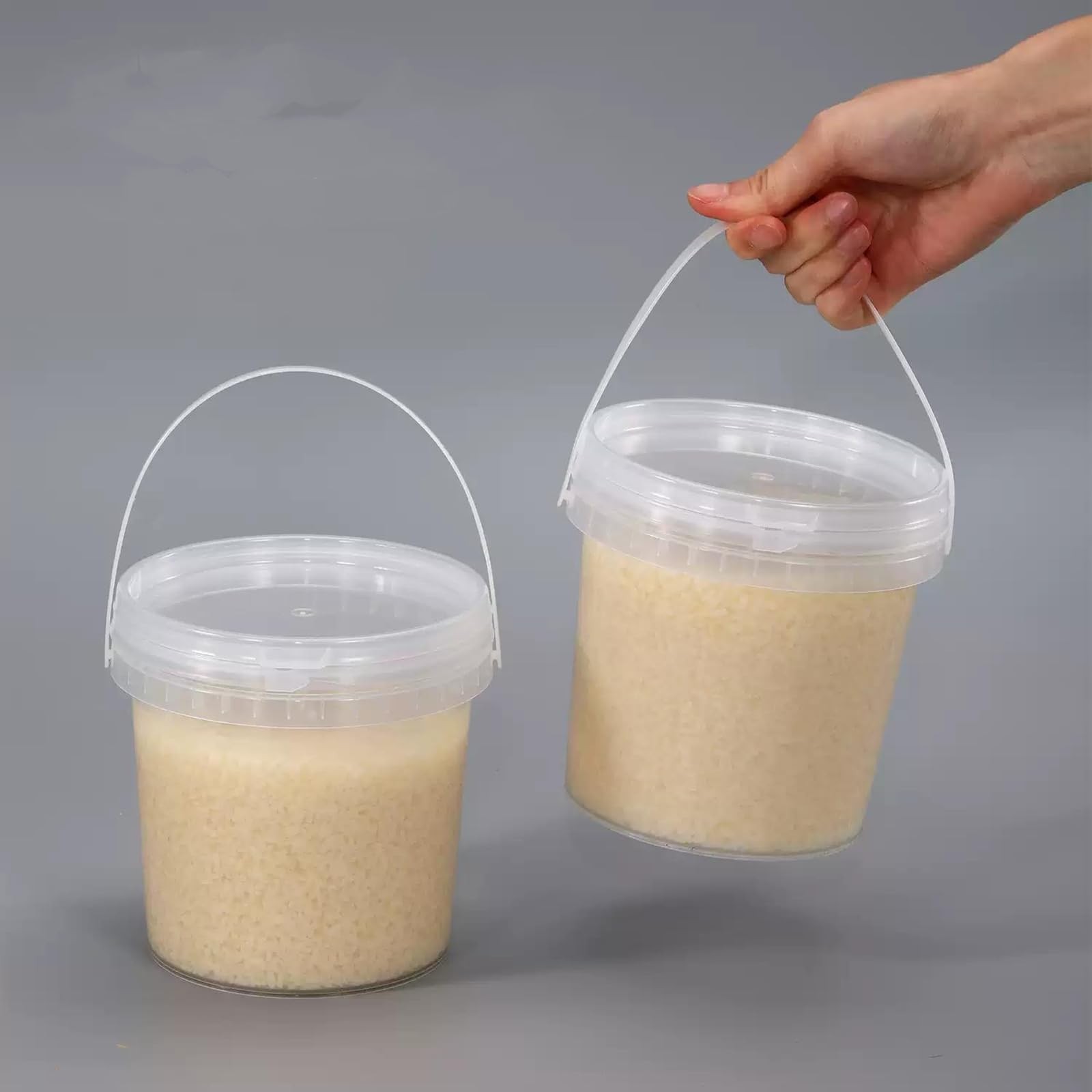 24 Pack Ice Cream Bucket with Lids and Handles, 25OZ/ 33OZ Clear Plastic Rum …