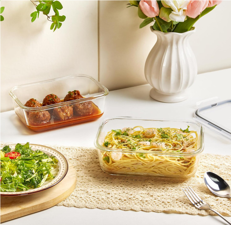 2 Recipientes Vidrio 1860ml Herméticos con Tapa Apto Horno Microondas, Nuevo