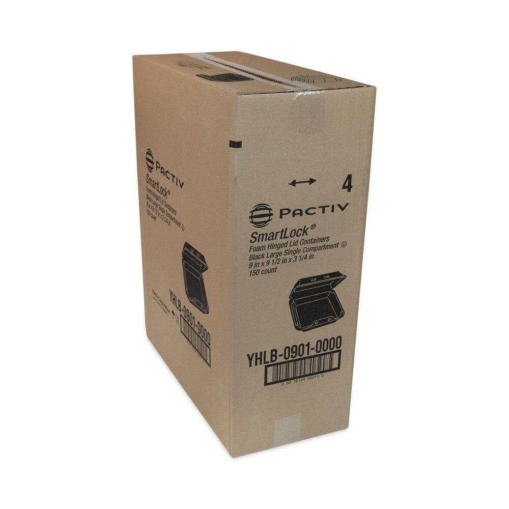 9 In. X 9.13 In. X 3.25 In. Large Black Smart Lock Foam Hinged Containers (150-C
