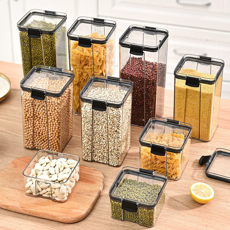 2/4PCS Sealed Jars Sets Stackable Kitchen Grain Srorage Sealed Containers Fridge