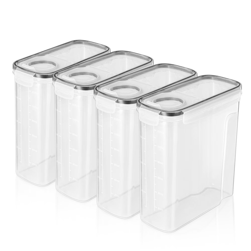 Airtight Food Storage Containers 4-Pack Dispenser for Cereal Pasta Dry