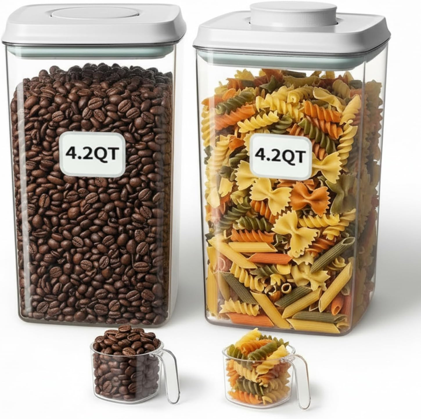 Pop Airtight Food Storage Containers Set with Lids, Large 4.2Qt/4L Food Containe