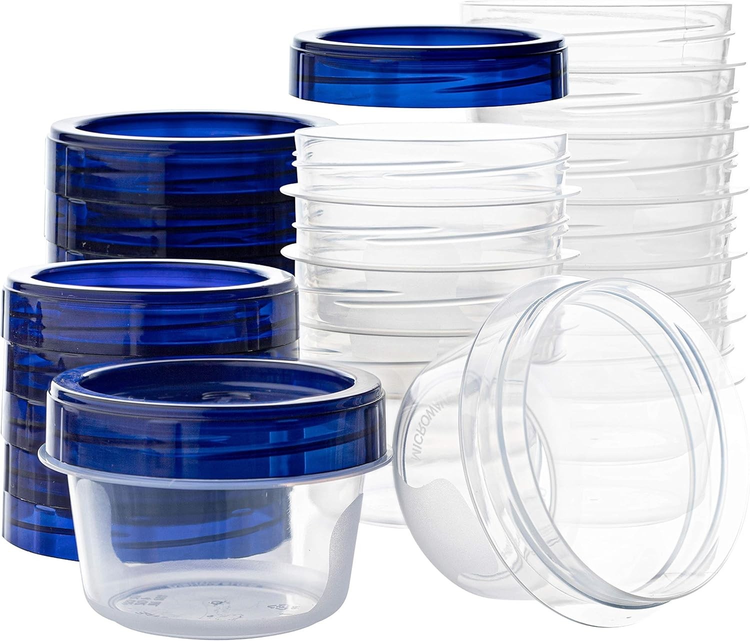 [4 oz 12 Pack] Twist Top Deli Containers Clear bottom W/ blue Top Twist on Lids