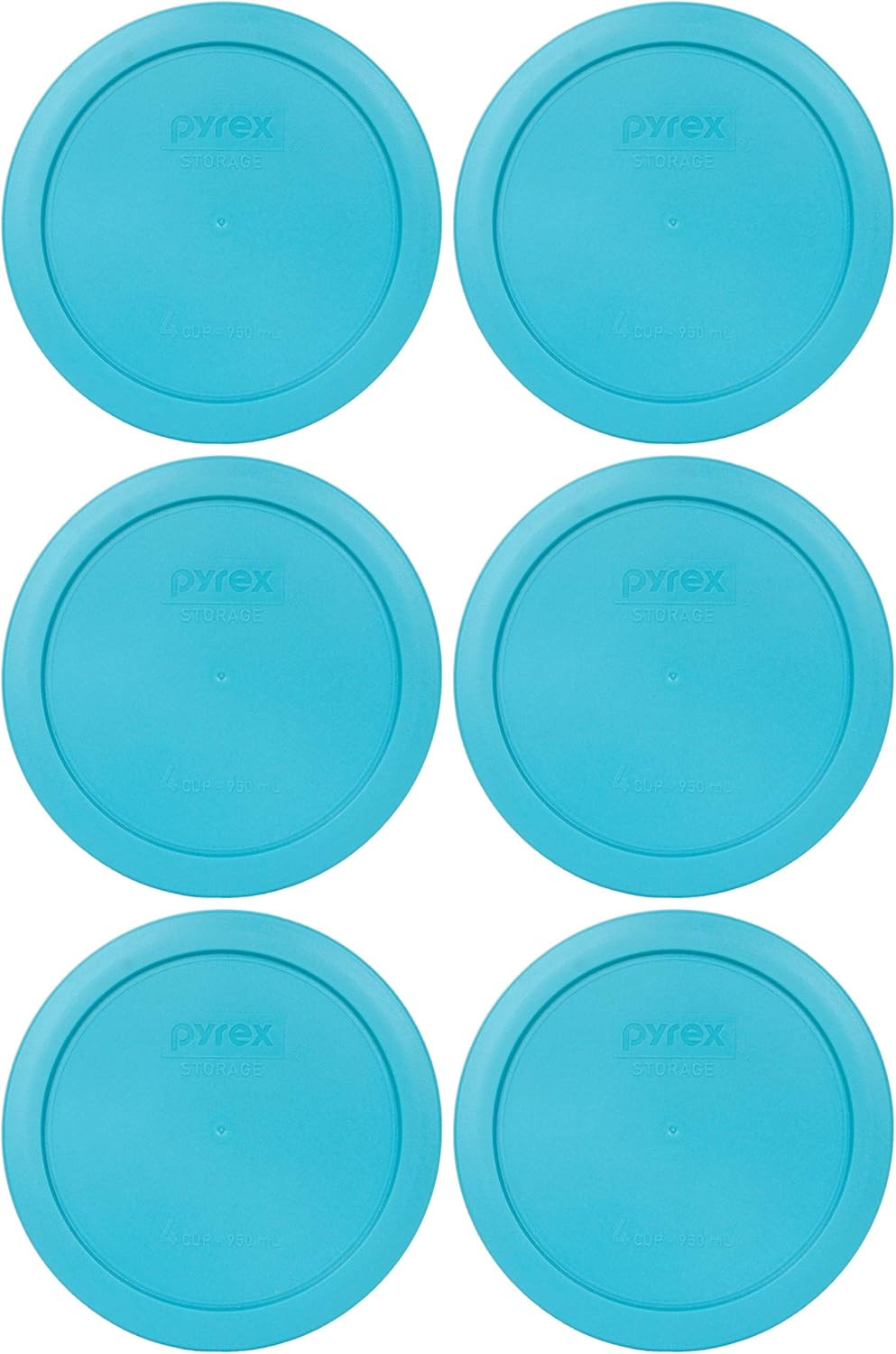 Pyrex 7201-PC 4 Cup Surf Light Blue Round Plastic Food Storage Lid – 6 Pack