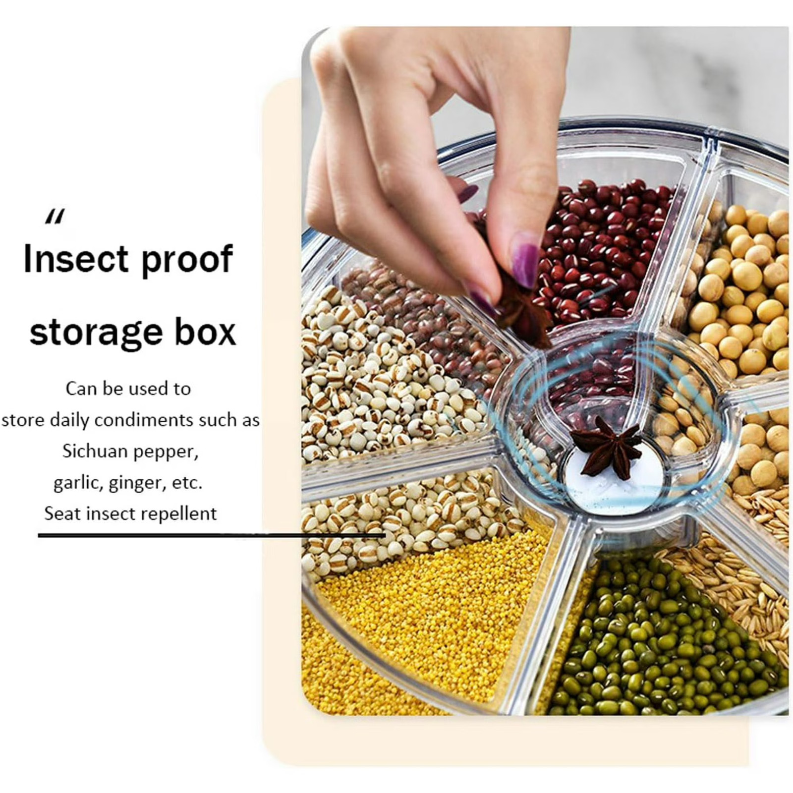 6 Grid Rotating Rice Container Cereal Grain Dispenser Airtight Dry Food Storage