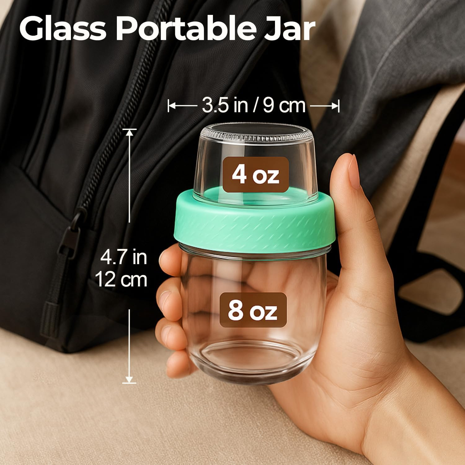 ComSaf Overnight Oats Containers with Lids (8oz+4oz, 2Pcs), Glass Yogurt Parfait