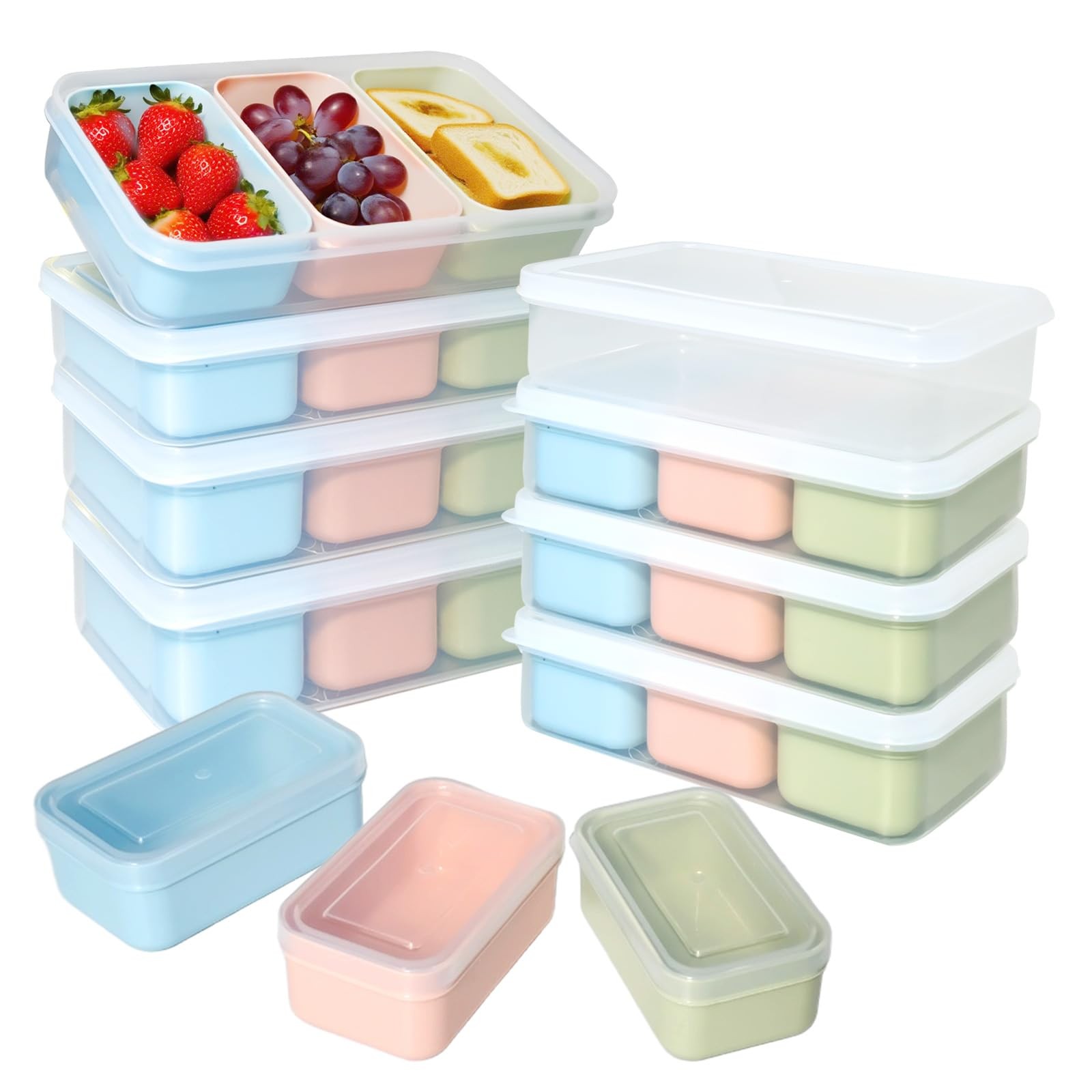 LECEHIVO 8 Sets Snack Containers with Lids Reusable Meal Prep Multicolor