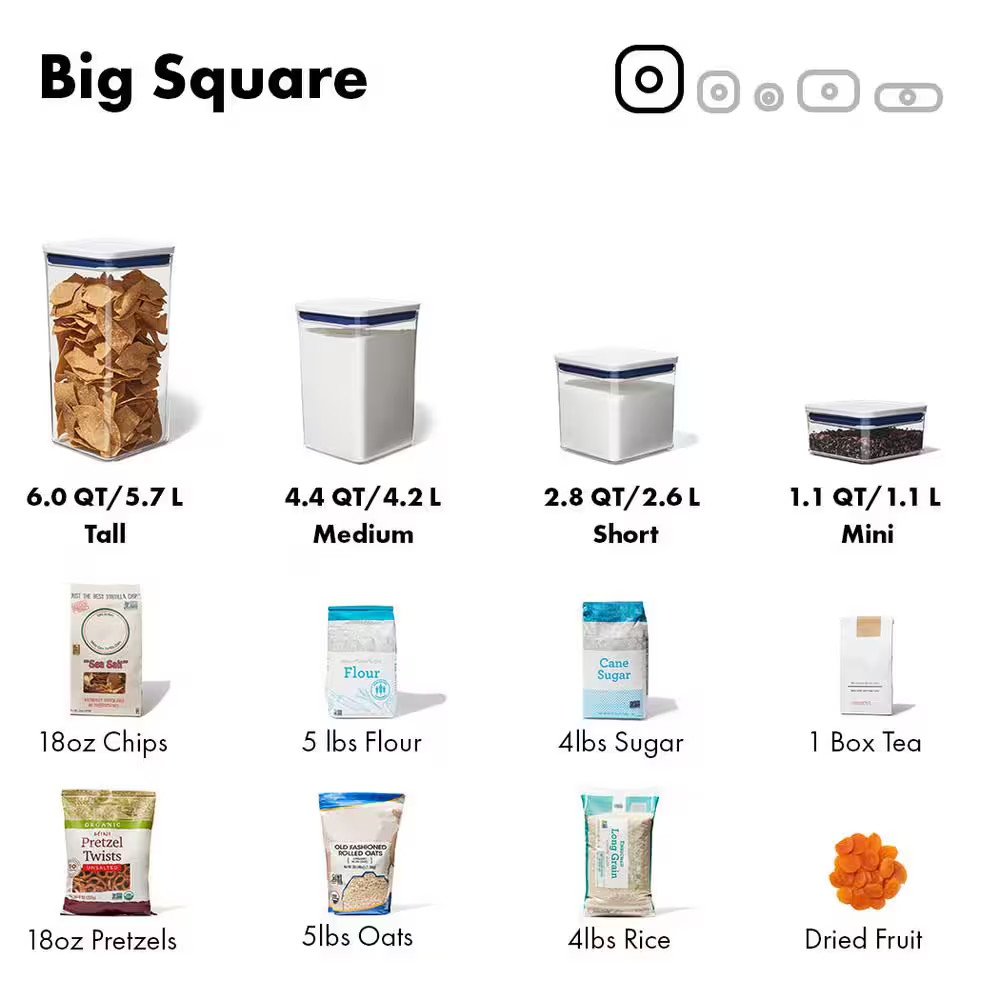 Good Grips 6.0 Qt. Big Square Tall POP Food Storage Container with Airtight Lid