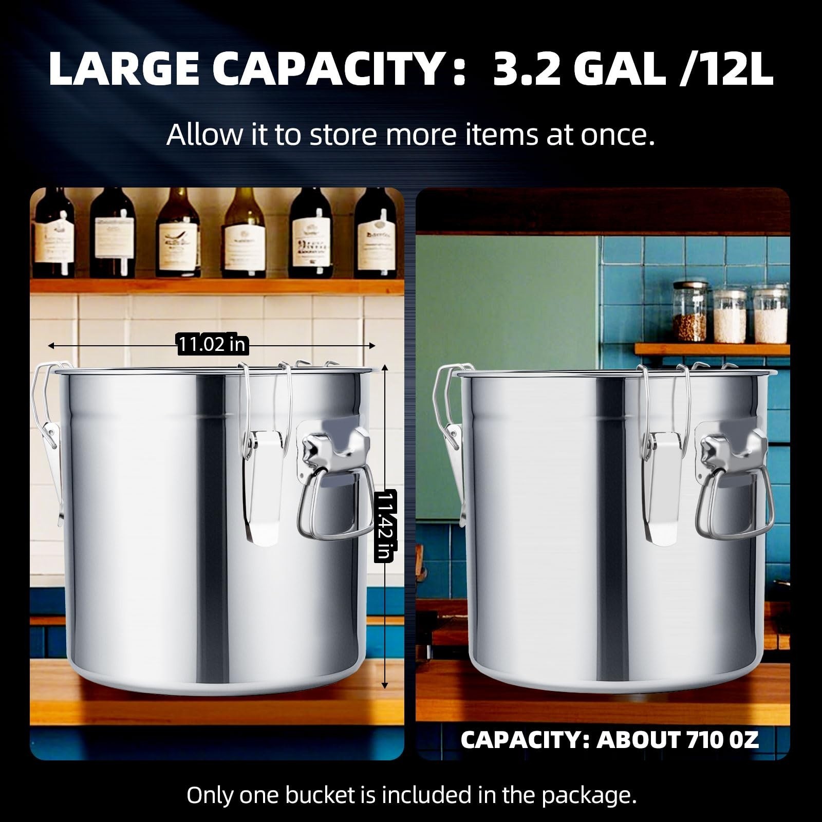 12L Stainless Steel Food Storage Container with Lid & Lock – Airtight Canister 4