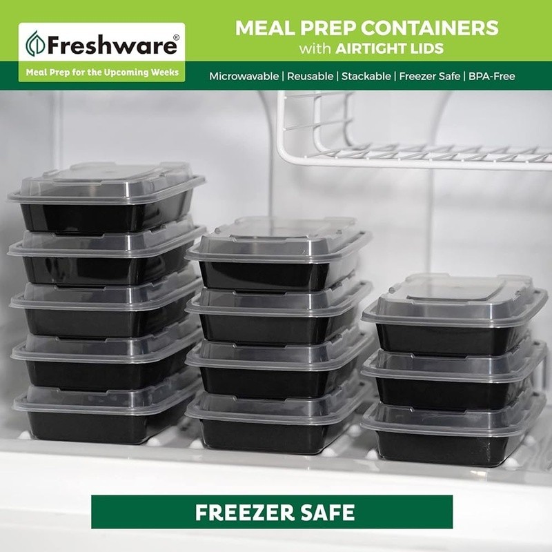 50Pack Bento Boxes Meal Prep Containers Microwave Dishwasher Safe Leak Proof New