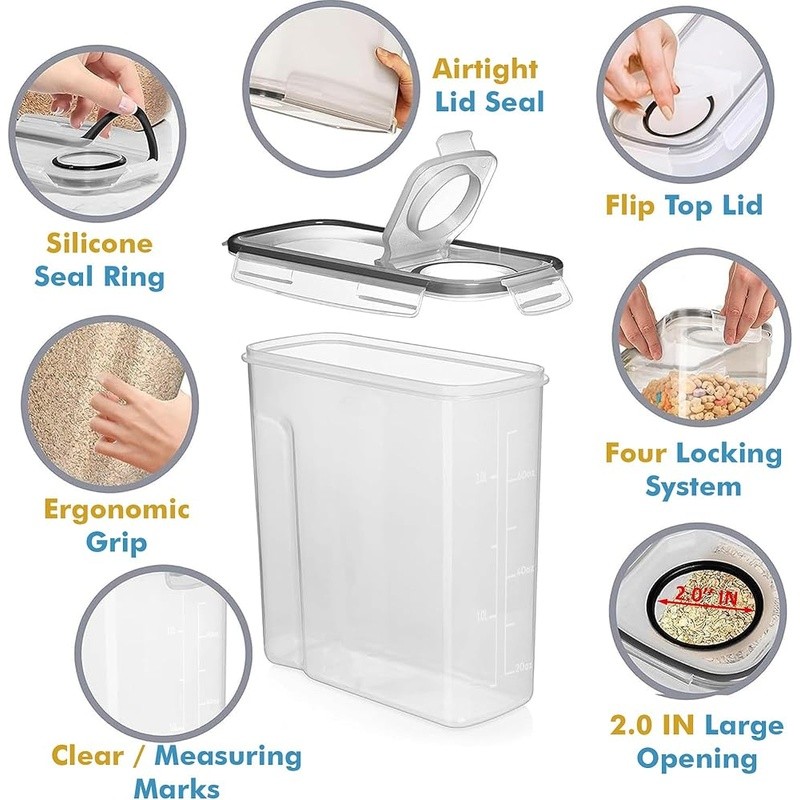 Airtight Food Storage Containers Cereal Holders BPA Free Kitchen Organizers New