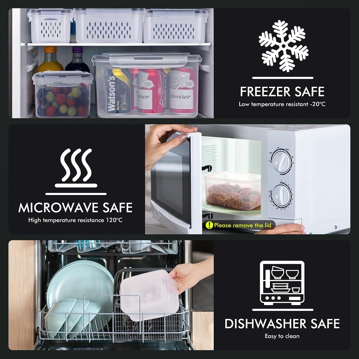 Large Fruit Storage Container Set for Fridge Leakproof BPA Free Microwave Dis…