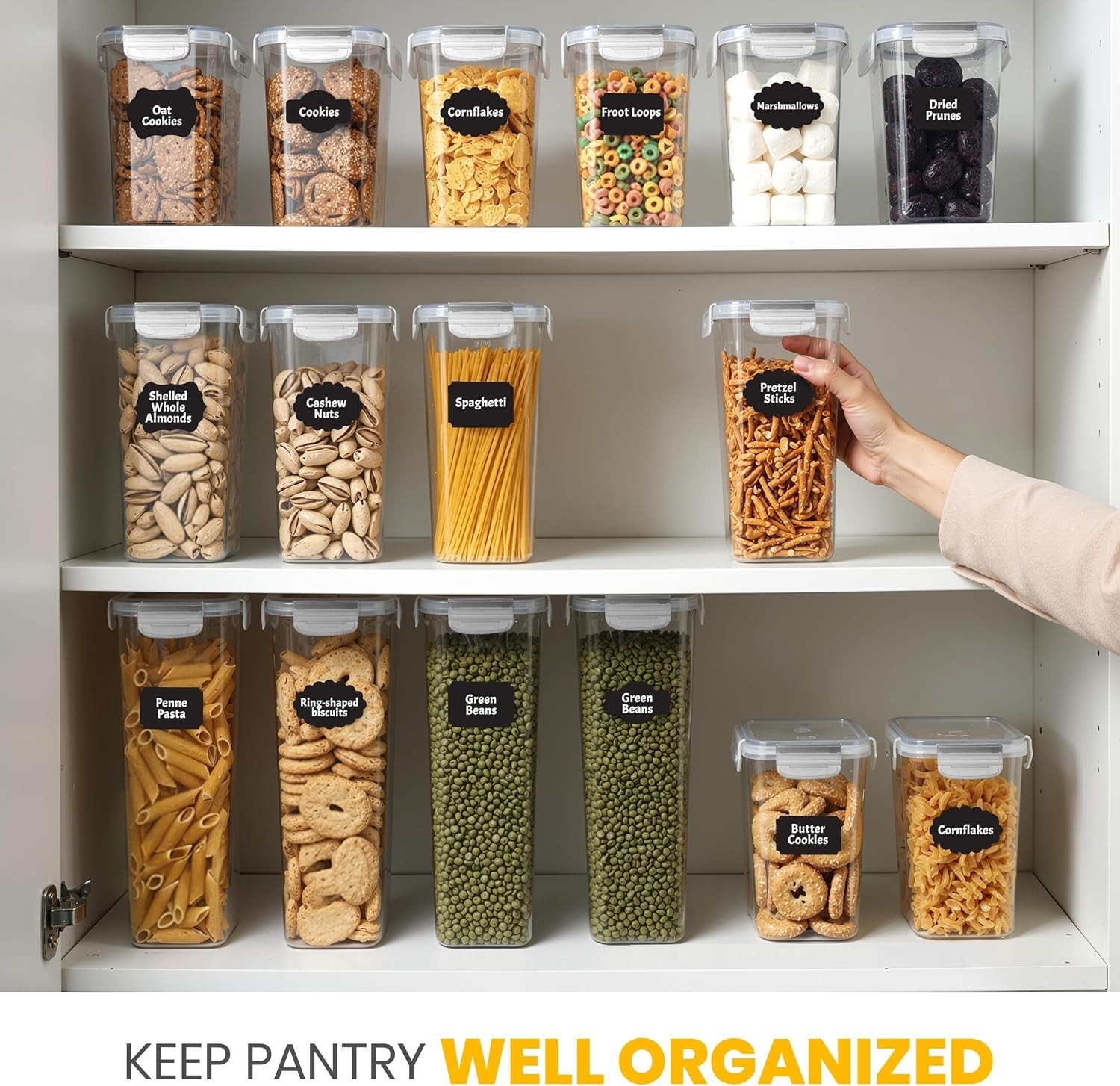 Food Storage Containers Set 24pcs Airtight Plastic Kitchen Pantry Organizer